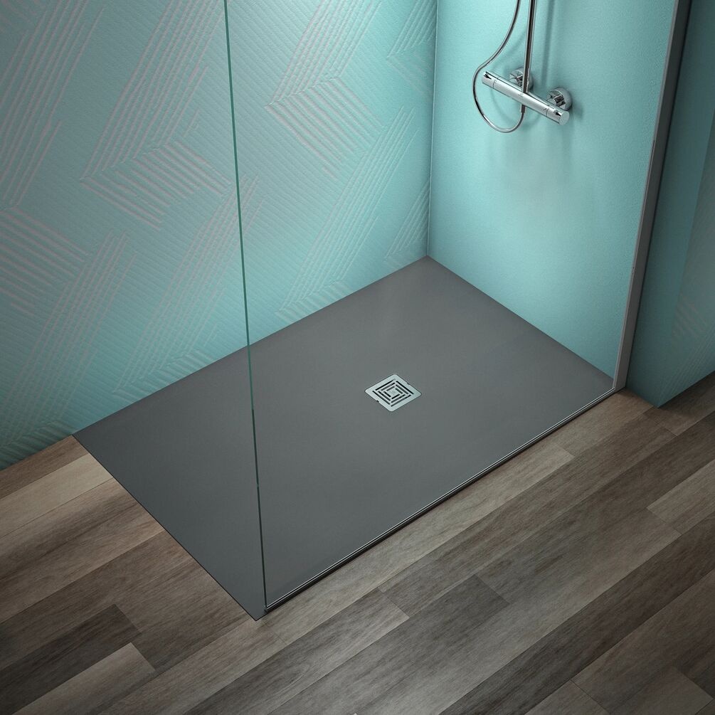 Lifestyle image of Ideal Standard Ultraflat S+ Concrete Grey 1400 x 900mm Stone Resin Shower Tray